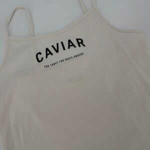 Wild Fable Cami‎ Tank Top Caviar Graphic Snack Slogan Womens Size XS Cream White